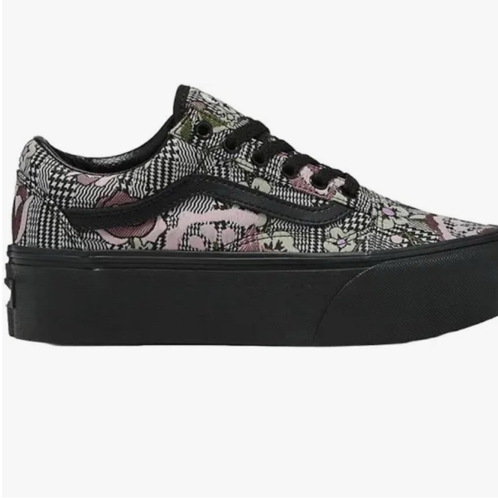 Vans Women's Floral Black and Pink Sneakers